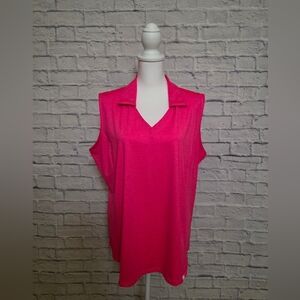 Lady Hagen Pink Sleeveless Blouse with Notched Collar